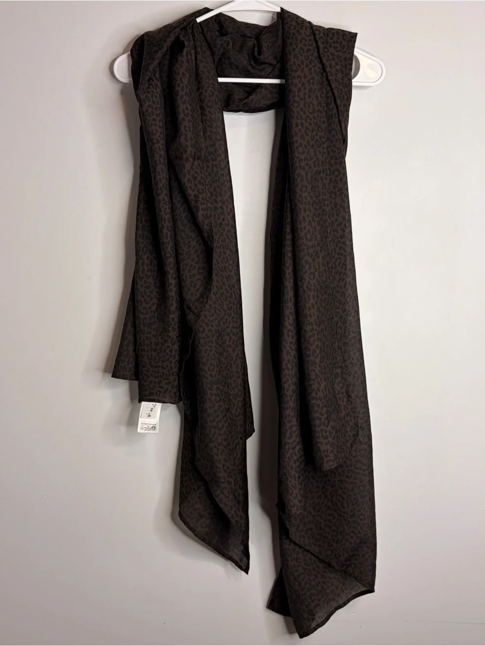 Lands' End Pashmina Brown Leopard-Print Wrap Scarf NWOT